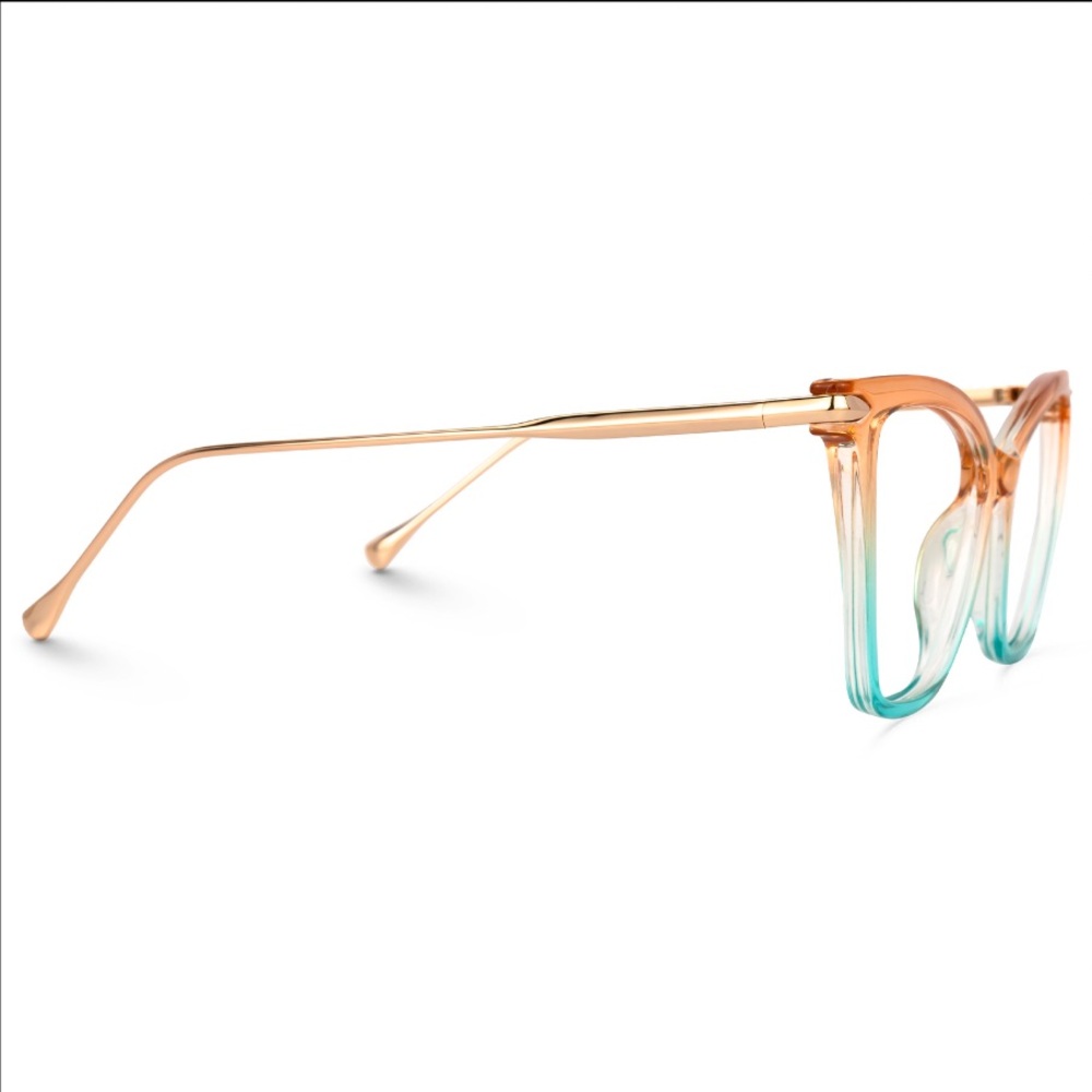 ZEELOOL-5.00 Prescription Ombré Mint Green>Peach Fashion Glasses - Picture 3 of 6